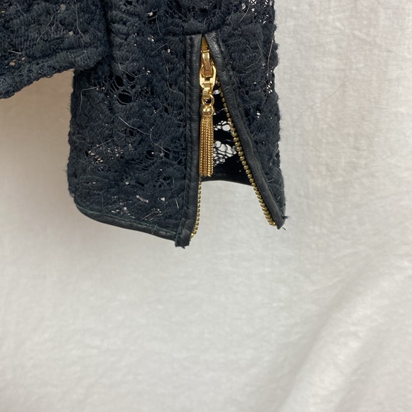 Juicy Couture Black Sheer Crochet Lace Long Sleeve Blouse Top M - Picture 5 of 7